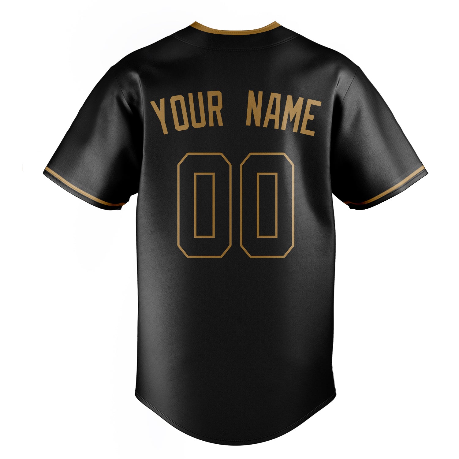 Personalized Black & Old Gold Color Fan Baseball Jersey