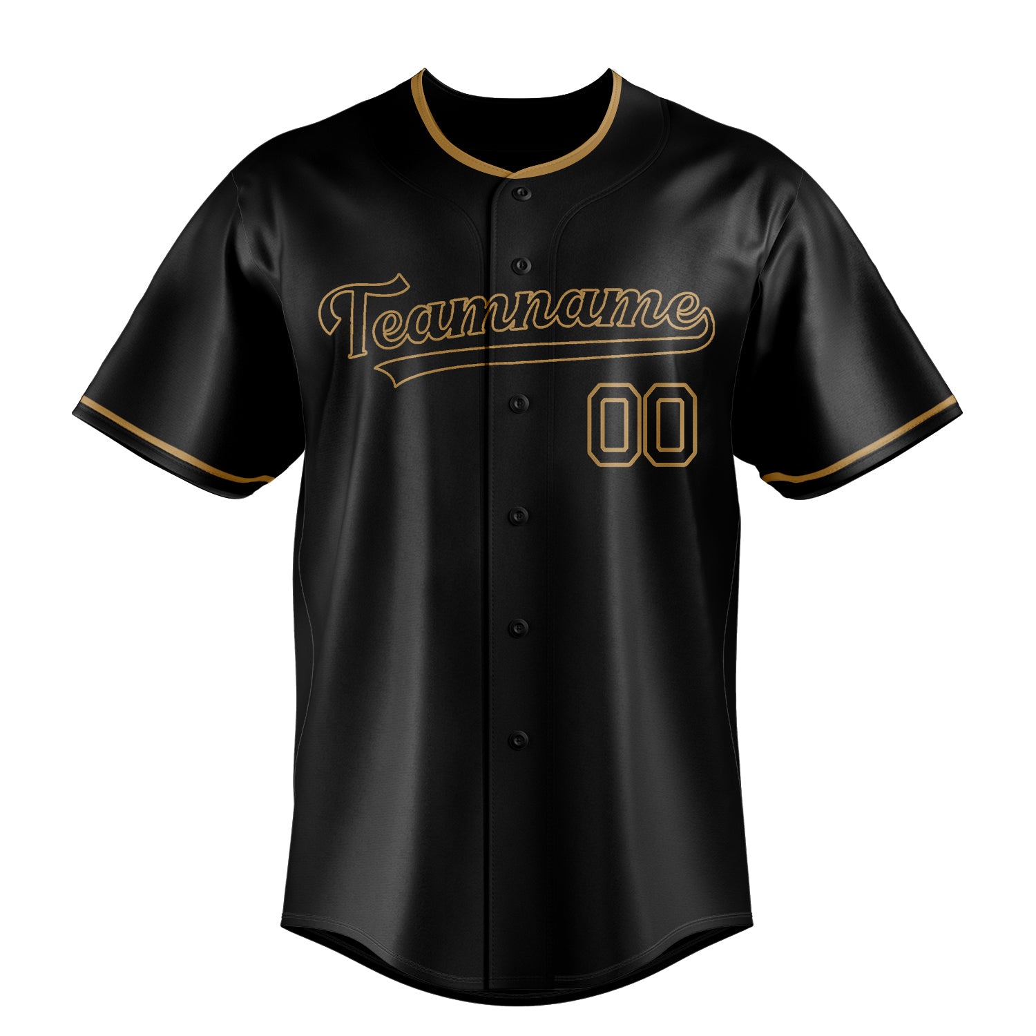 Personalized Black & Old Gold Color Fan Baseball Jersey