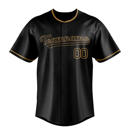 Personalized Black & Old Gold Color Fan Baseball Jersey