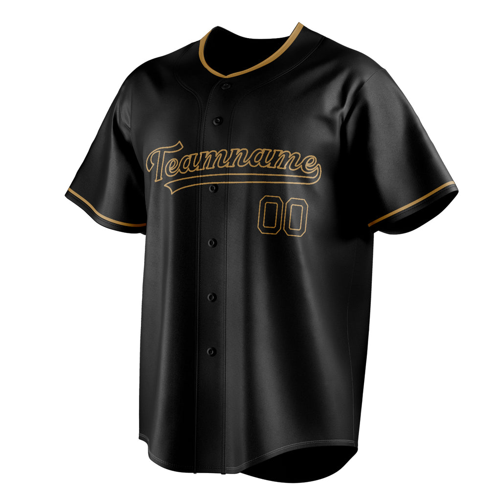 Personalized Black & Old Gold Color Fan Baseball Jersey