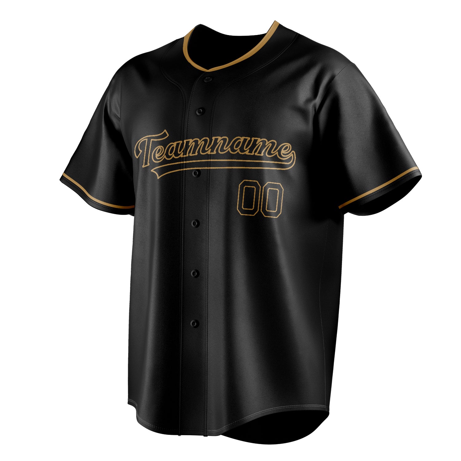 Personalized Black & Old Gold Color Fan Baseball Jersey