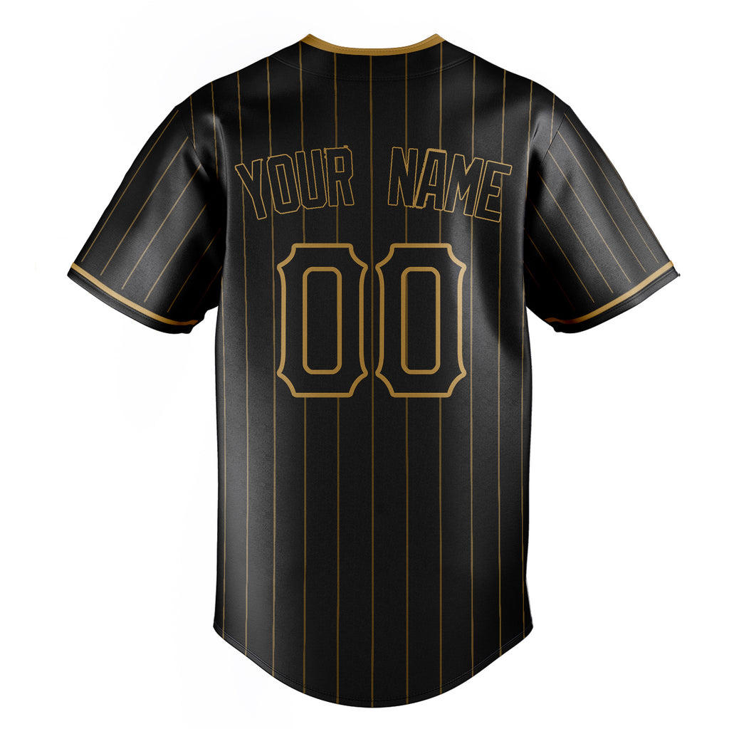 Personalized Black & Old Gold Old Gold Pinstripe Fan Baseball Jersey