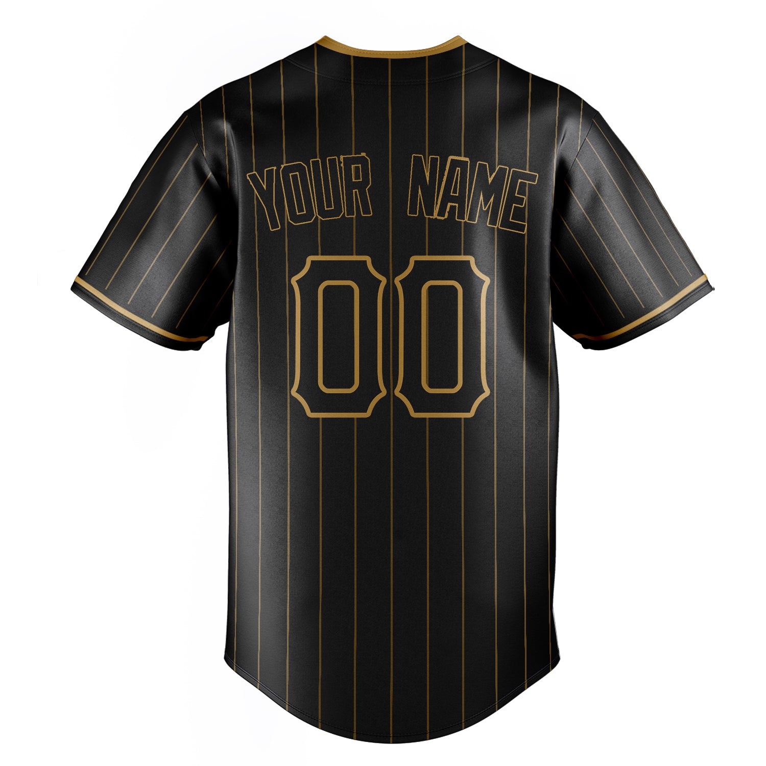 Personalized Black & Old Gold Old Gold Pinstripe Fan Baseball Jersey