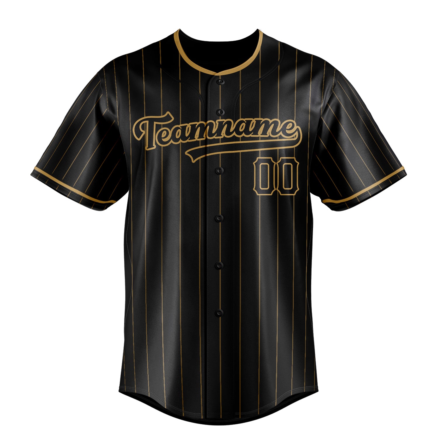 Personalized Black & Old Gold Old Gold Pinstripe Fan Baseball Jersey