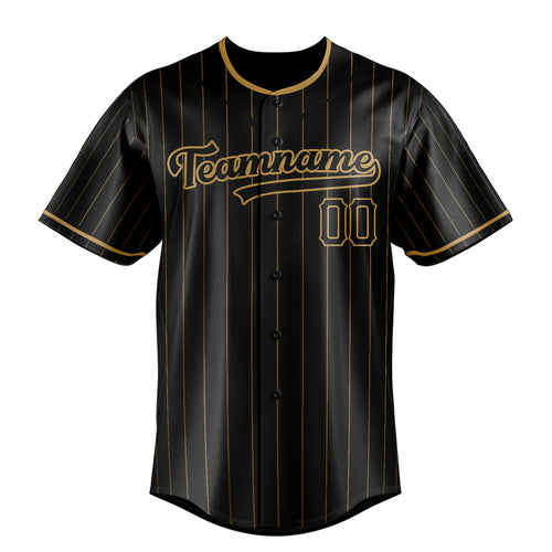 Personalized Black & Old Gold Old Gold Pinstripe Fan Baseball Jersey