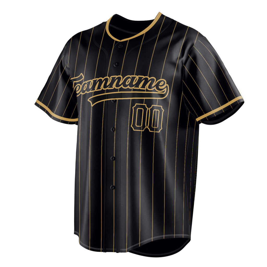 Personalized Black & Old Gold Old Gold Pinstripe Fan Baseball Jersey