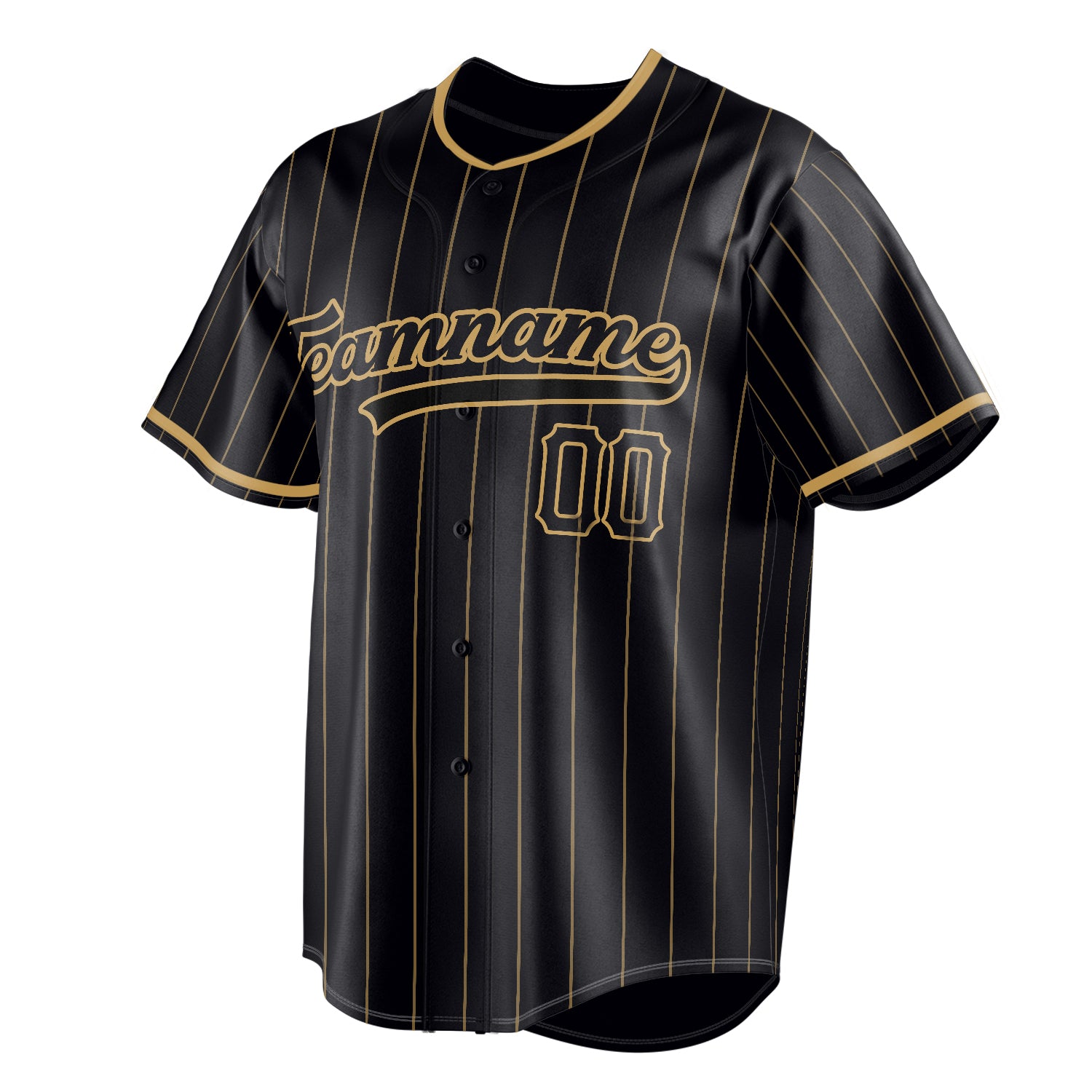 Personalized Black & Old Gold Old Gold Pinstripe Fan Baseball Jersey