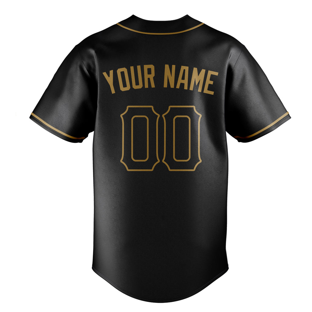 Personalized Black & Old Gold Color Fan Baseball Jersey