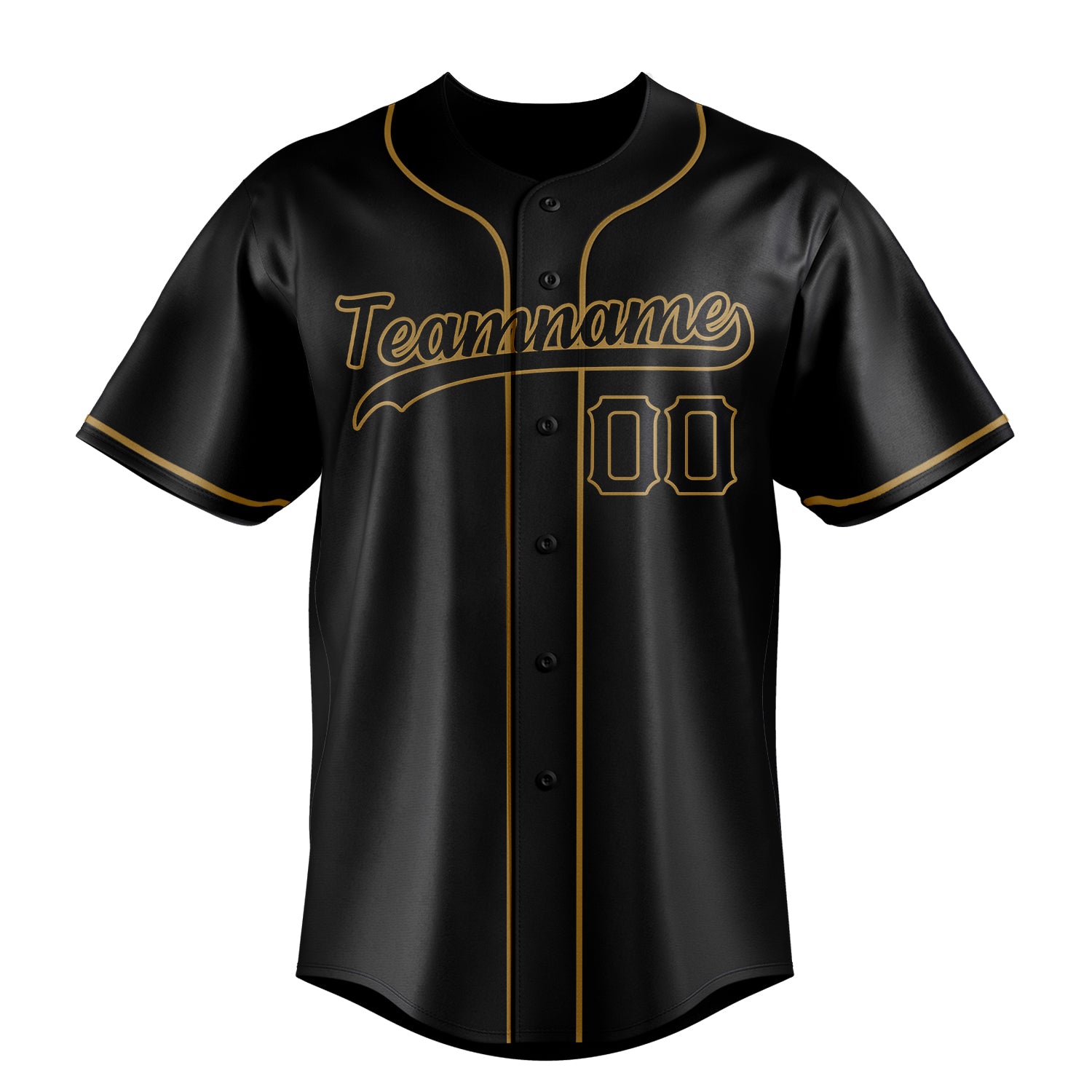 Personalized Black & Old Gold Color Fan Baseball Jersey