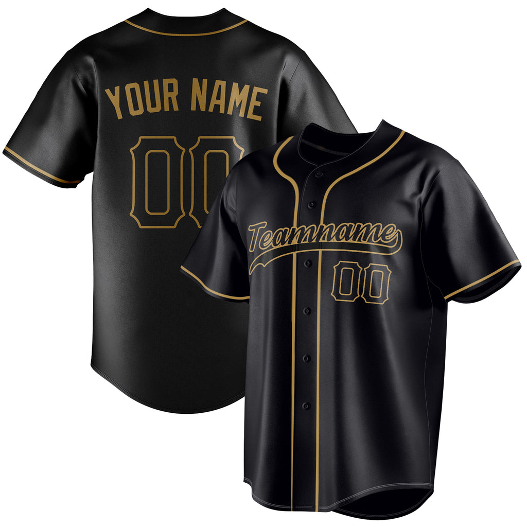 Personalized Black & Old Gold Color Fan Baseball Jersey BB01240528YX188