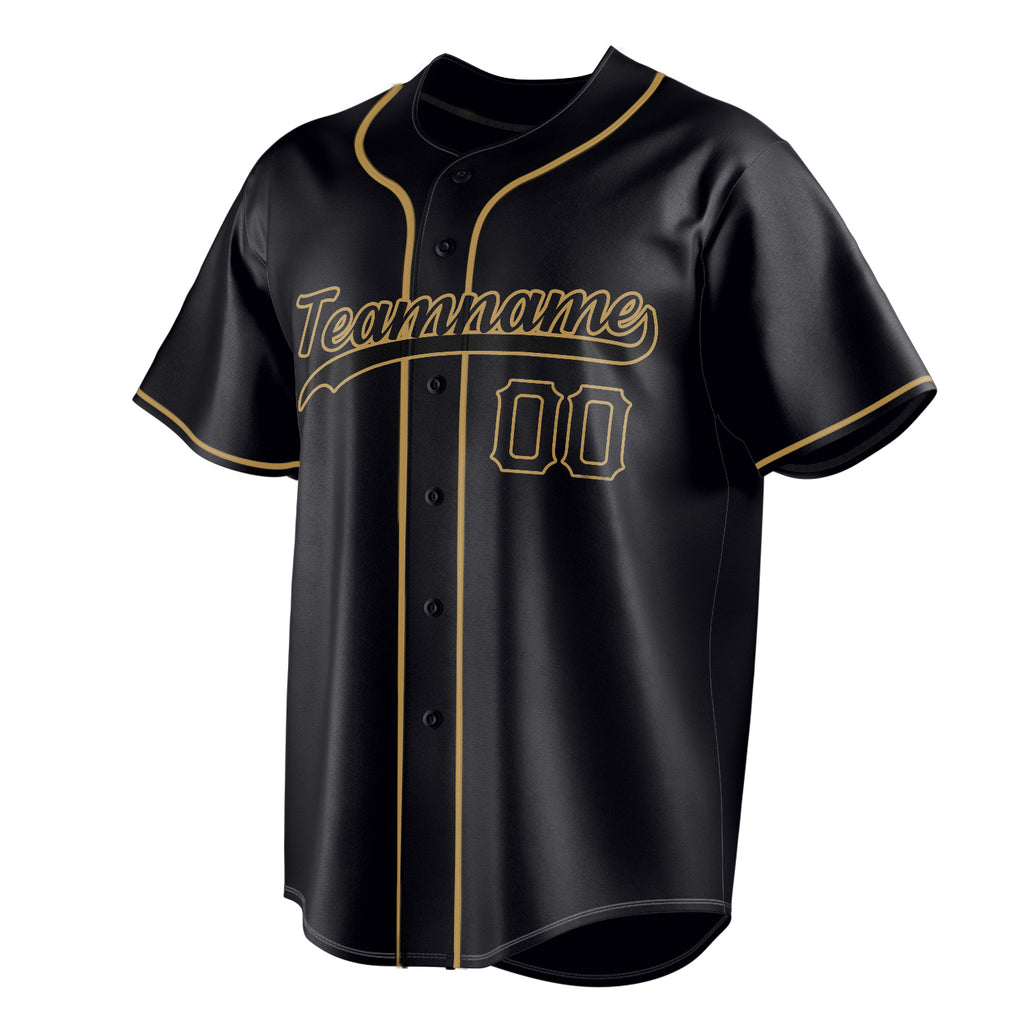 Personalized Black & Old Gold Color Fan Baseball Jersey