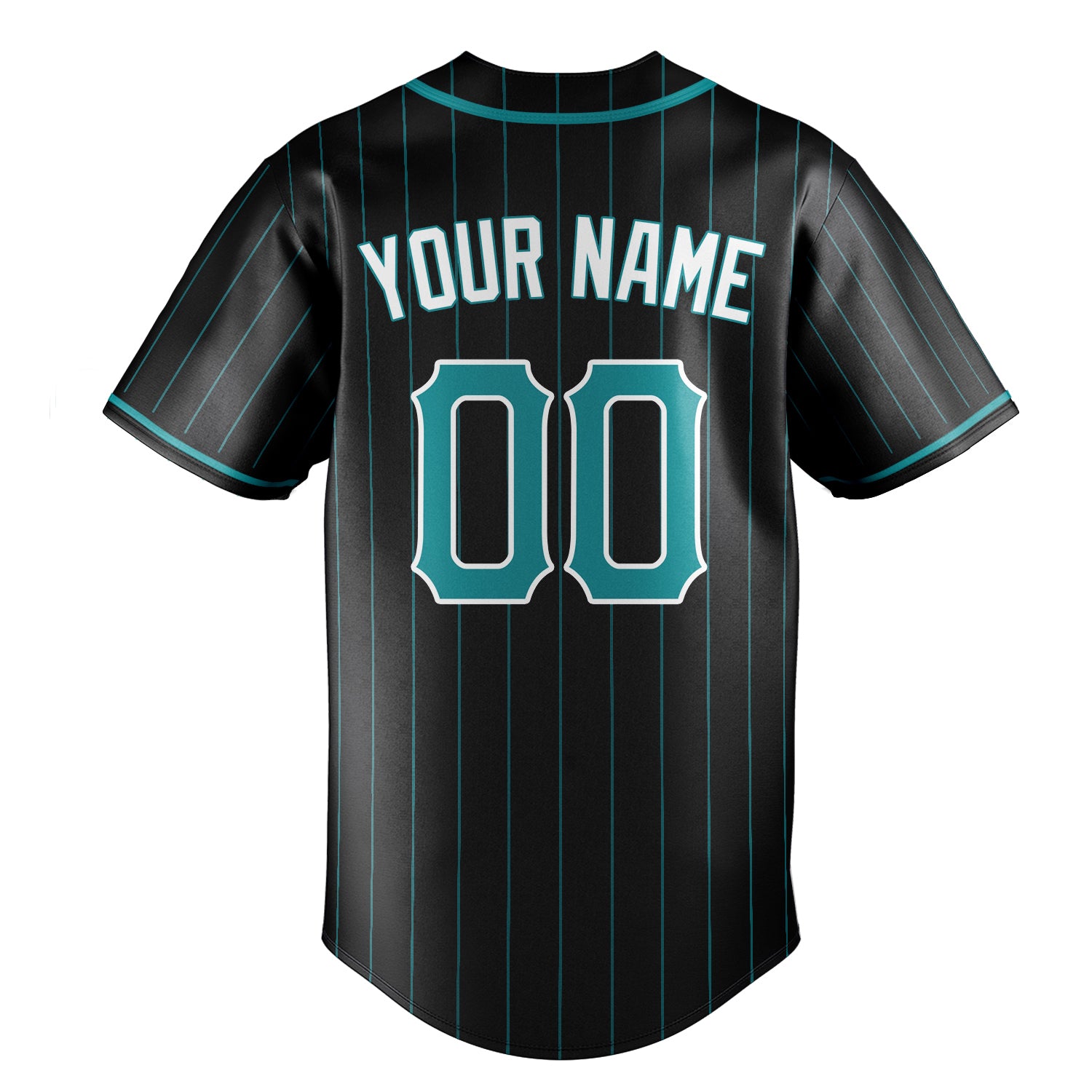 Personalized Black & Aqua Aqua Pinstripe Fan Baseball Jersey