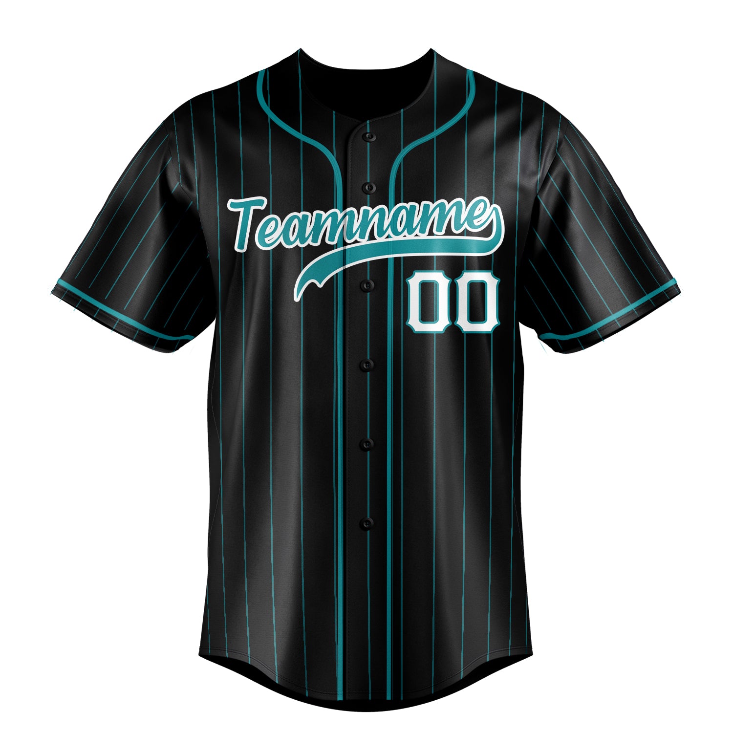 Personalized Black & Aqua Aqua Pinstripe Fan Baseball Jersey