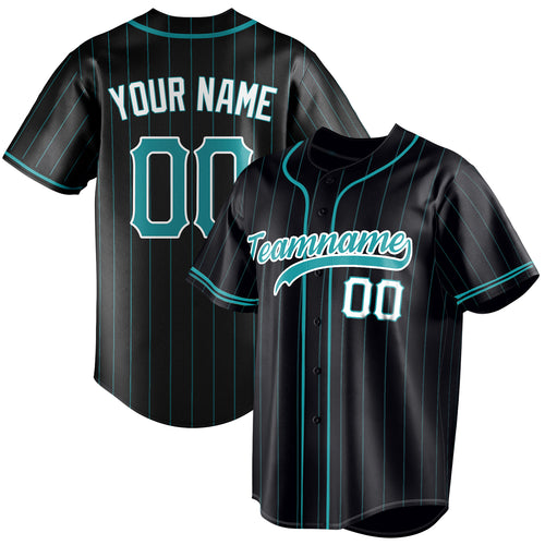Personalized Black & Aqua Aqua Pinstripe Fan Baseball Jersey BB01240528YX191