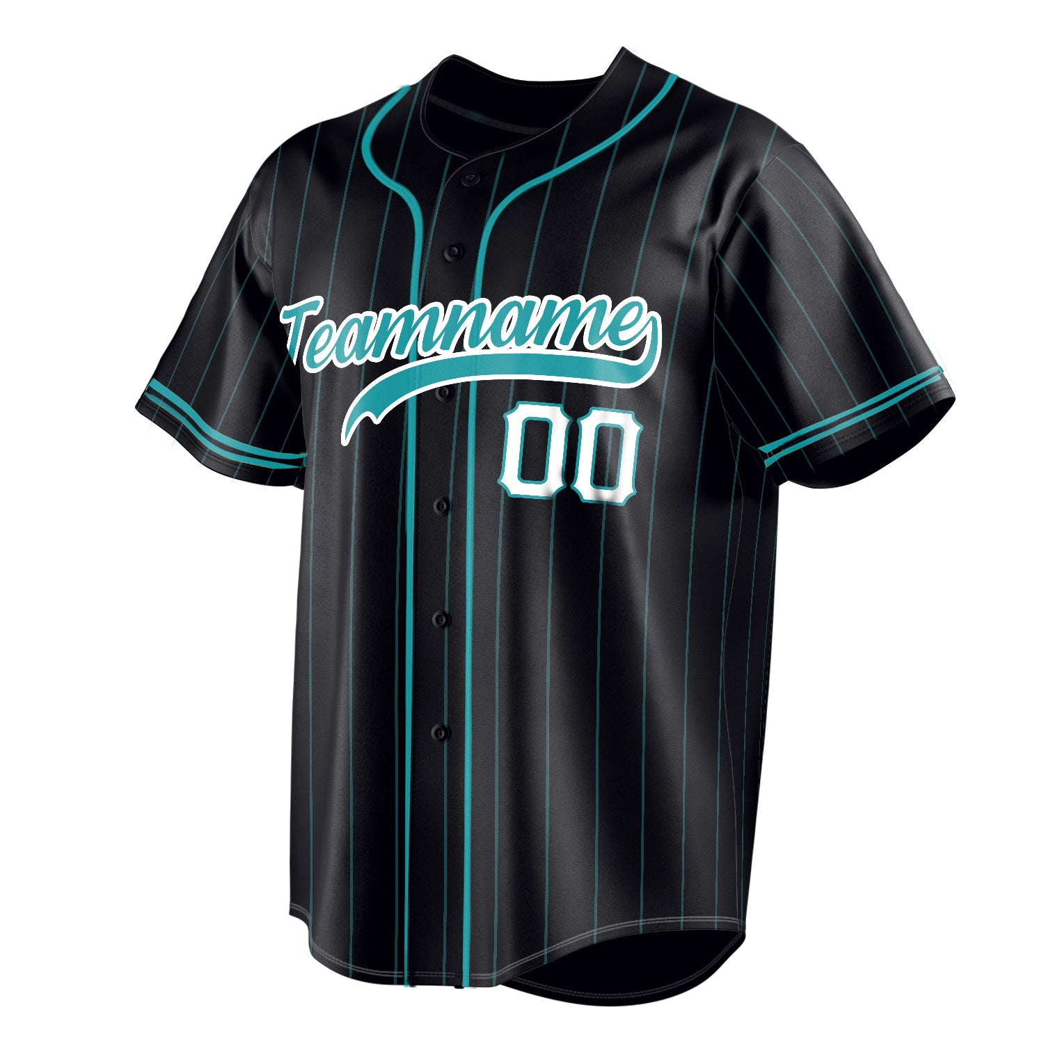 Personalized Black & Aqua Aqua Pinstripe Fan Baseball Jersey