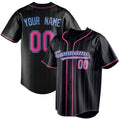 Personalized Black & Pink Ligeht Blue Pinstripe Fan Baseball Jersey BB01240528YX195