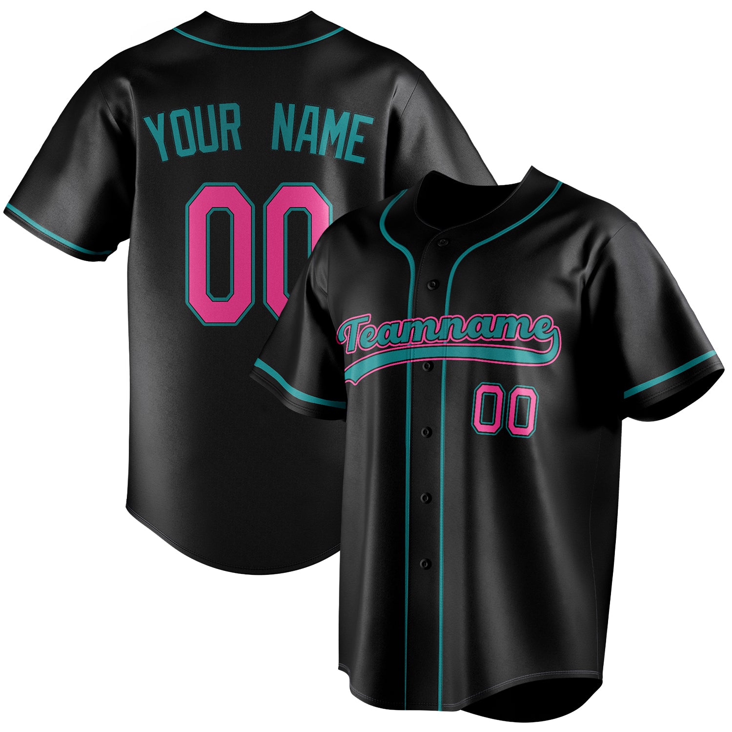Personalized Black & Teal Color Fan Baseball Jersey BB01240528YX197