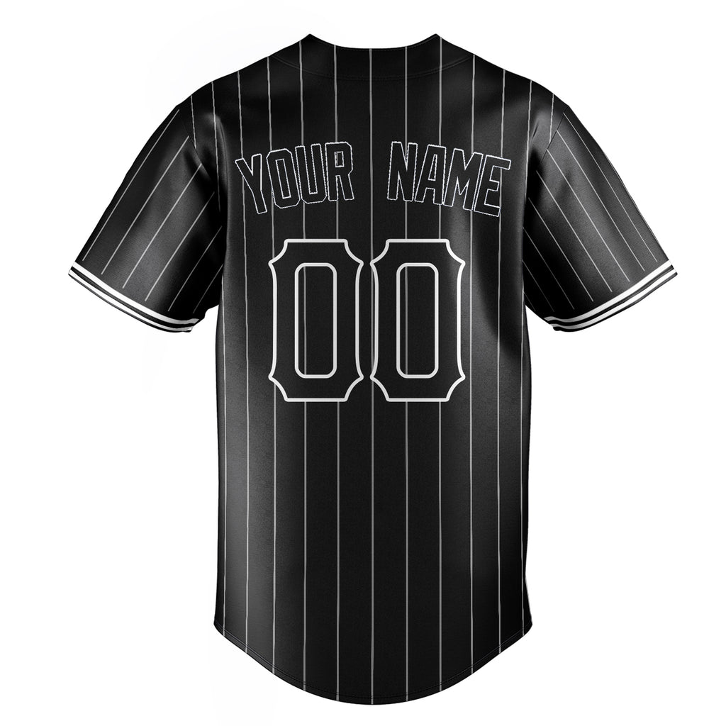 Personalized Black & White White Pinstripe Fan Baseball Jersey