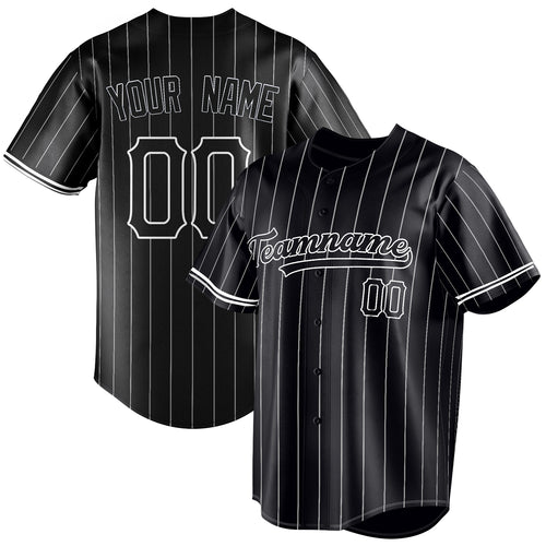 Personalized Black & White White Pinstripe Fan Baseball Jersey BB01240528YX198