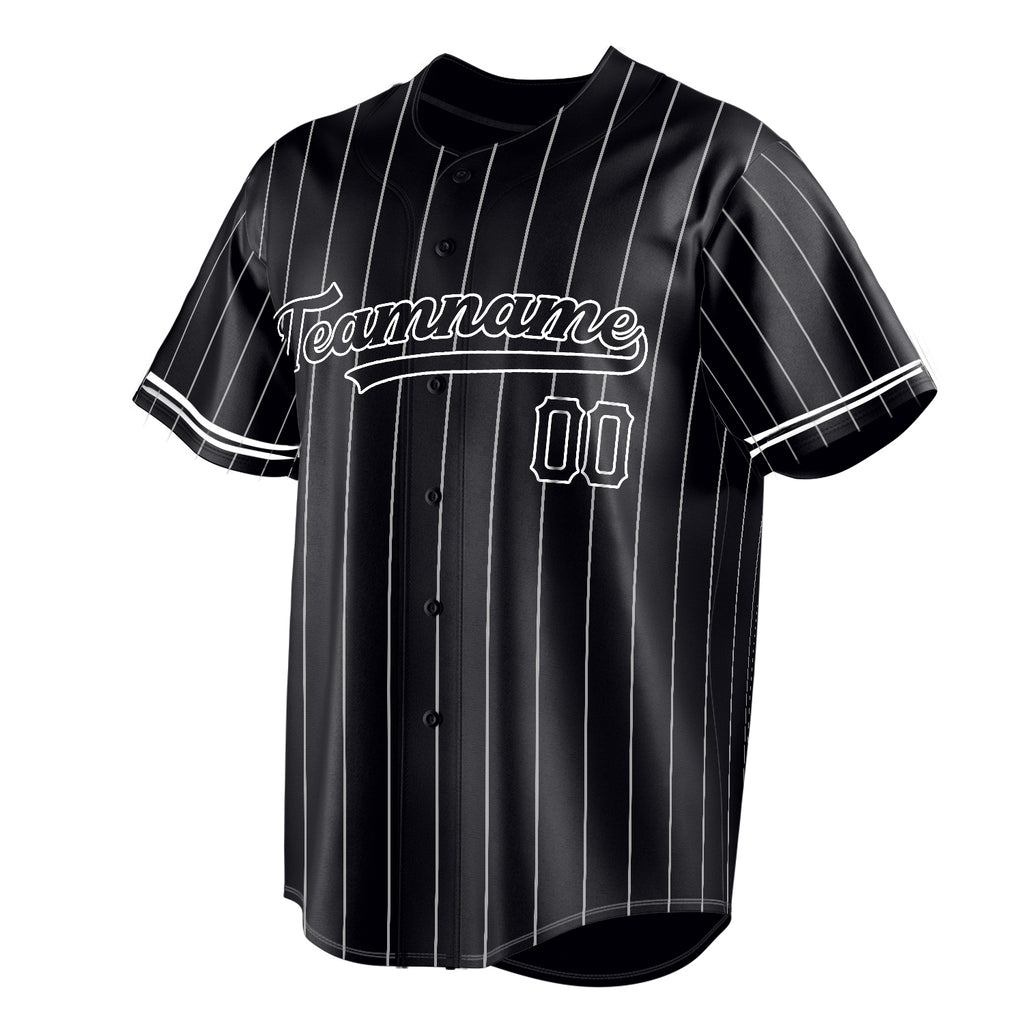 Personalized Black & White White Pinstripe Fan Baseball Jersey