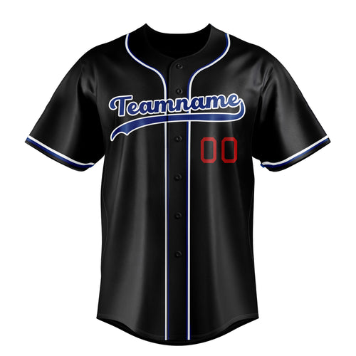 Personalized Black & Royal Color Fan Baseball Jersey