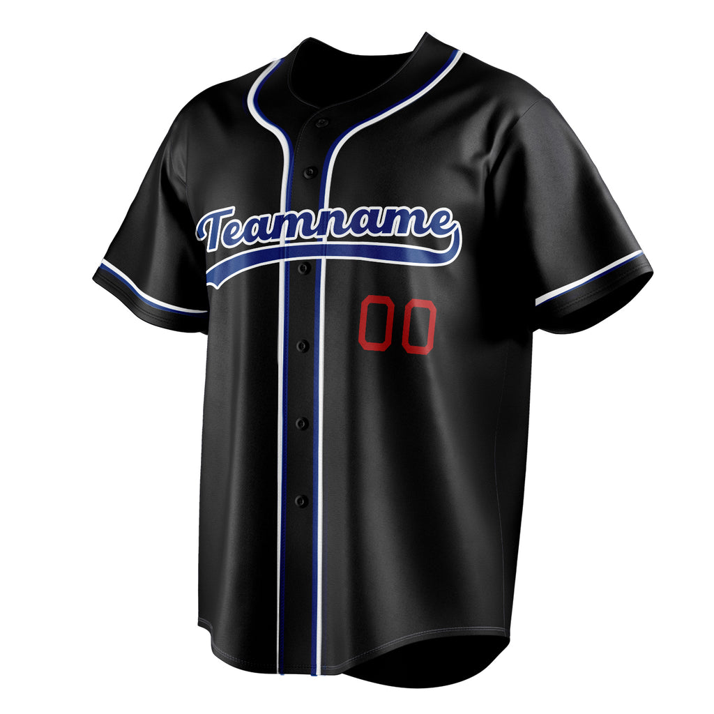 Personalized Black & Royal Color Fan Baseball Jersey