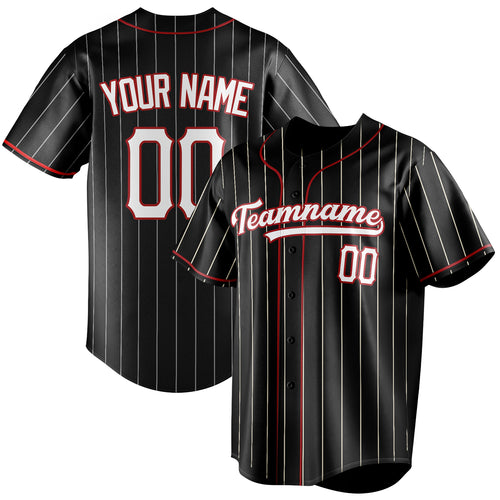 Personalized Black & White White Pinstripe Fan Baseball Jersey BB01240528YX200