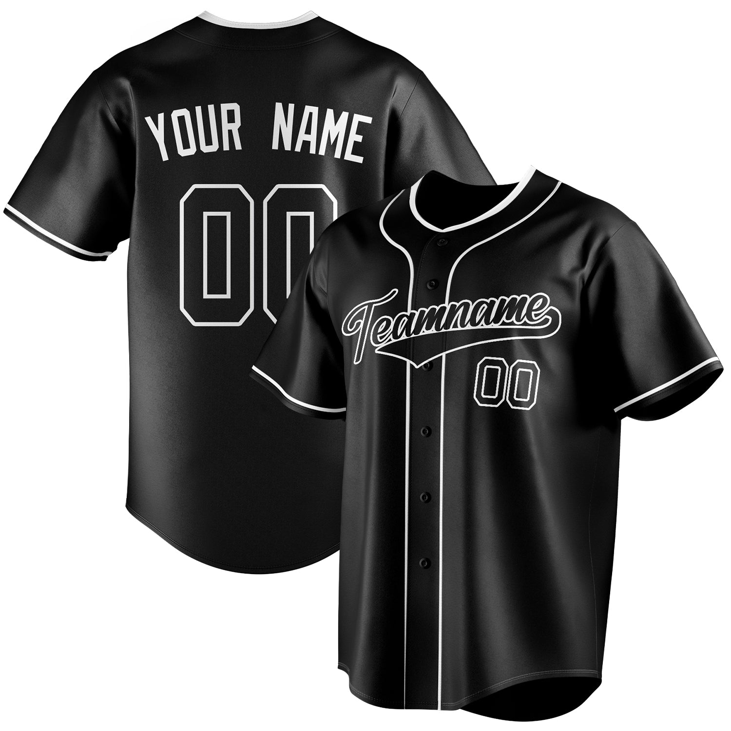 Personalized Black & White Color Fan Baseball Jersey BB01240528YX201