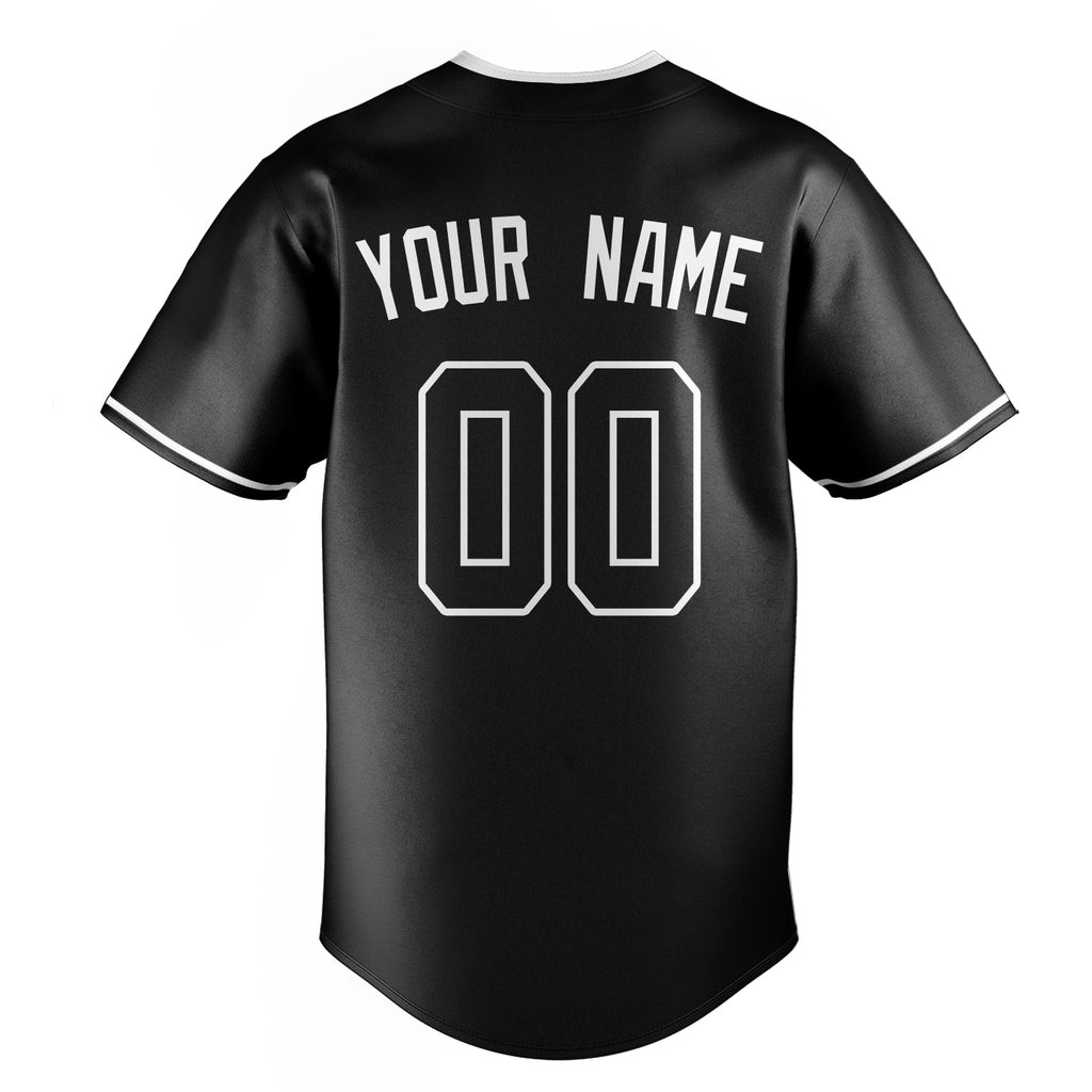 Personalized Black & White Color Fan Baseball Jersey