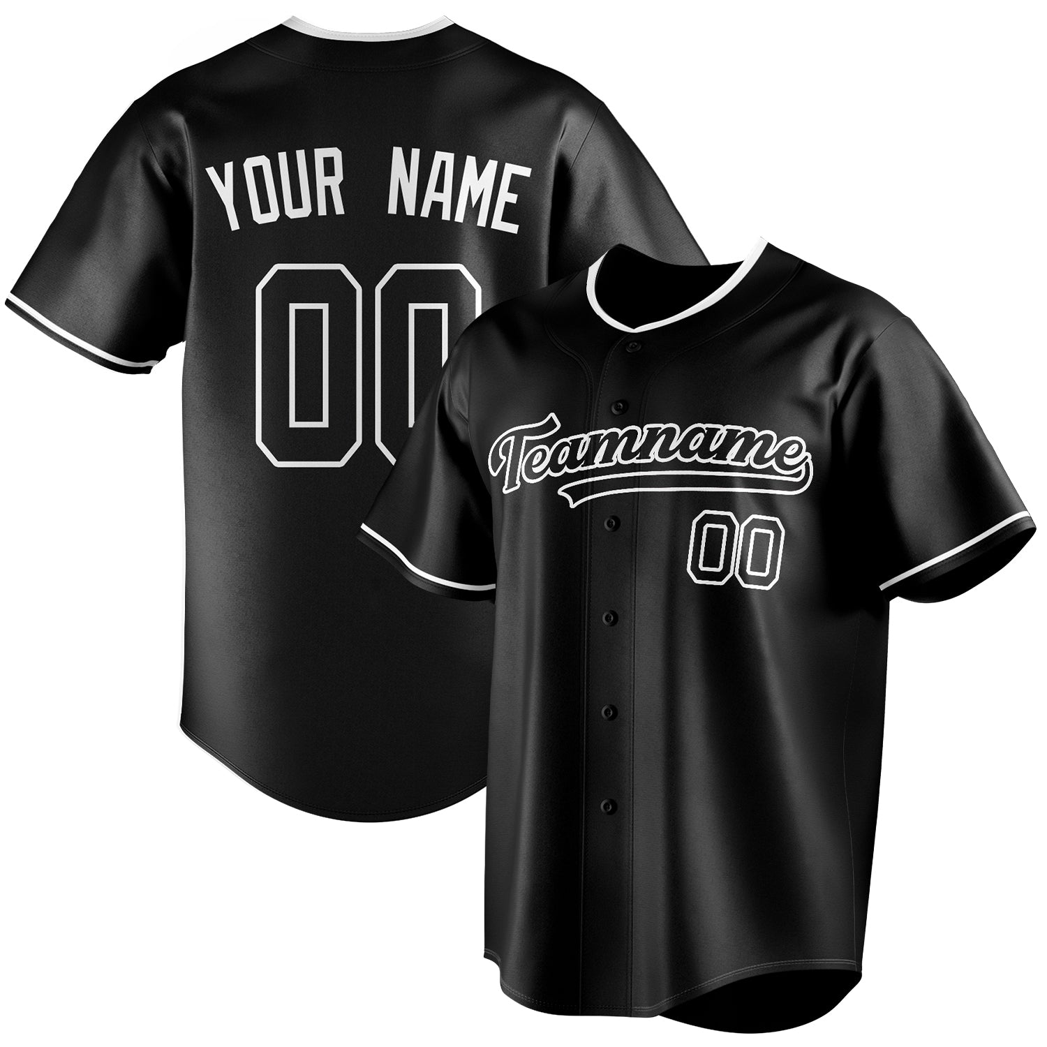 Personalized Black & White Color Fan Baseball Jersey BB01240528YX203