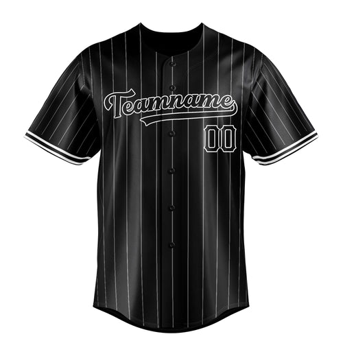Personalized Black & White White Pinstripe Fan Baseball Jersey