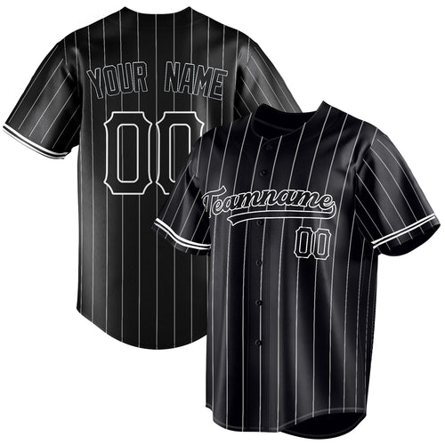 Personalized Black & White White Pinstripe Fan Baseball Jersey BB01240528YX204