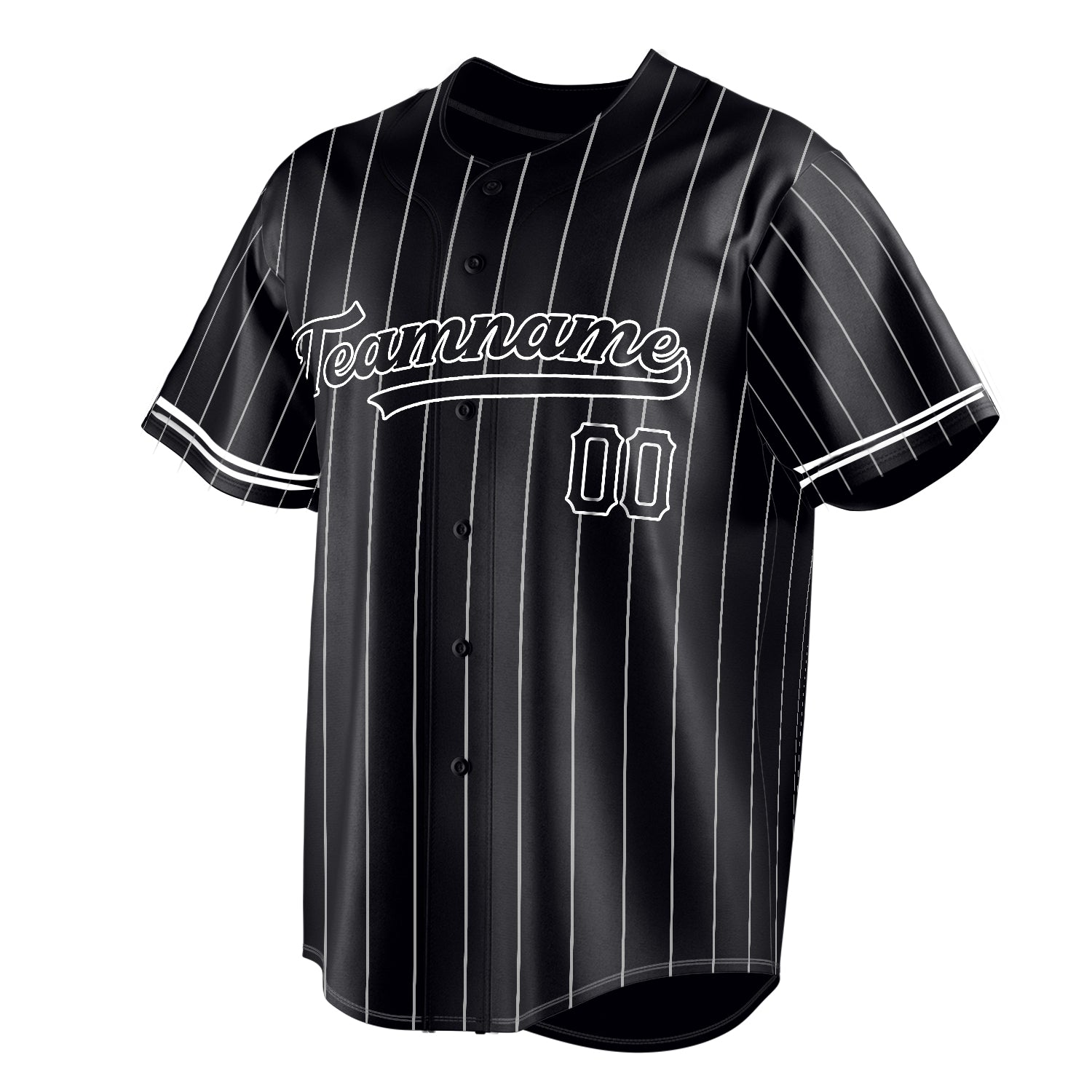 Personalized Black & White White Pinstripe Fan Baseball Jersey