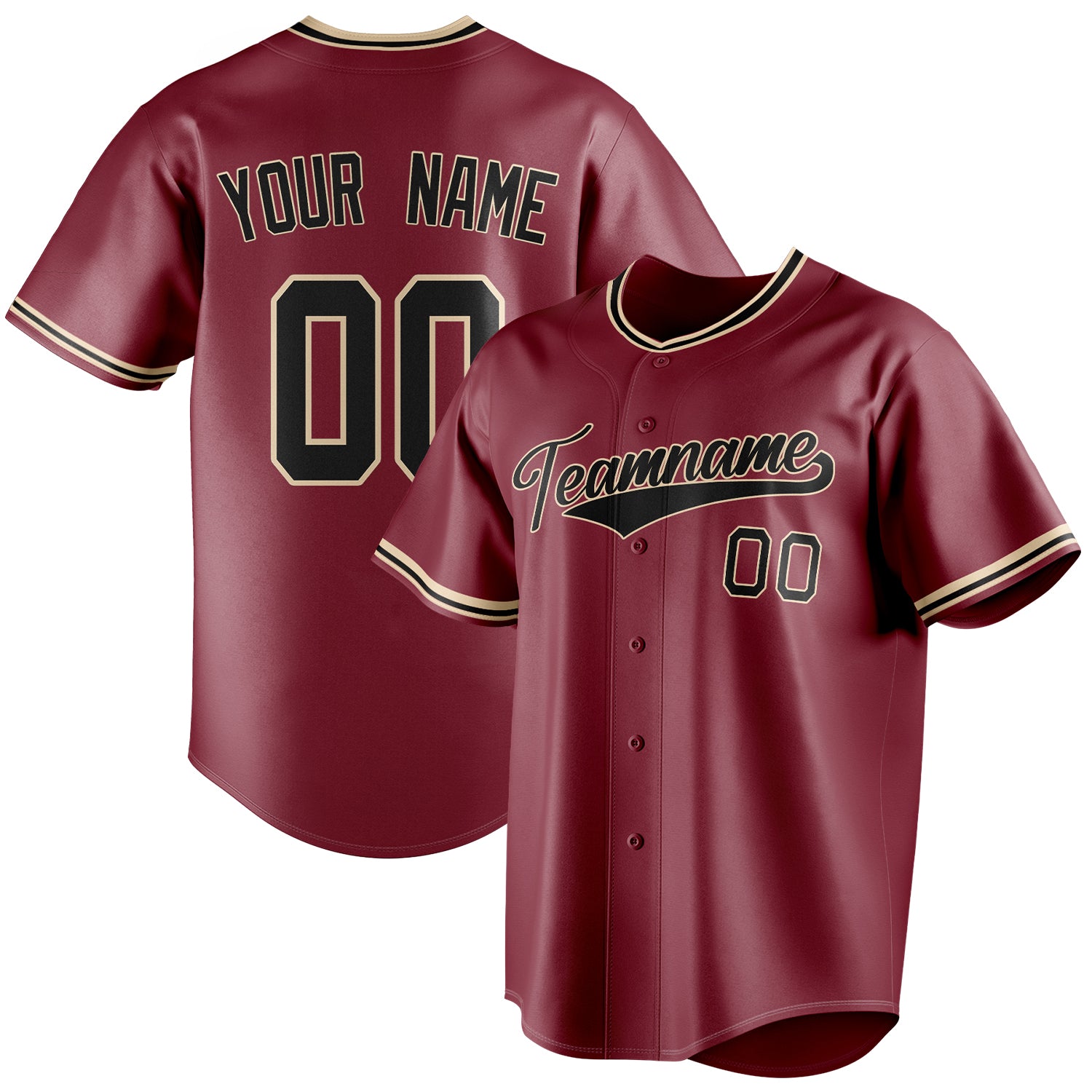 Personalized Crimson & Black Color Fan Baseball Jersey BB01240529CK146