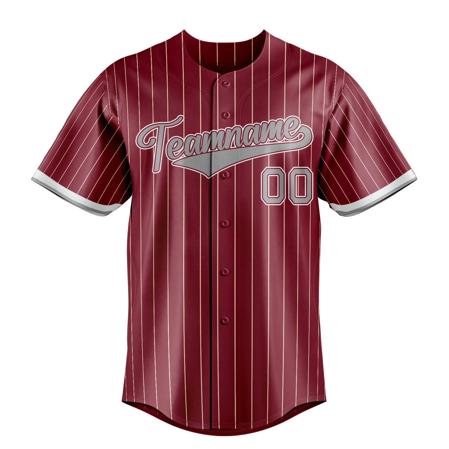 Personalized Crimson & Gray Cream Pinstripe Fan Baseball Jersey