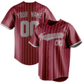 Personalized Crimson & Gray Cream Pinstripe Fan Baseball Jersey BB01240529CK147