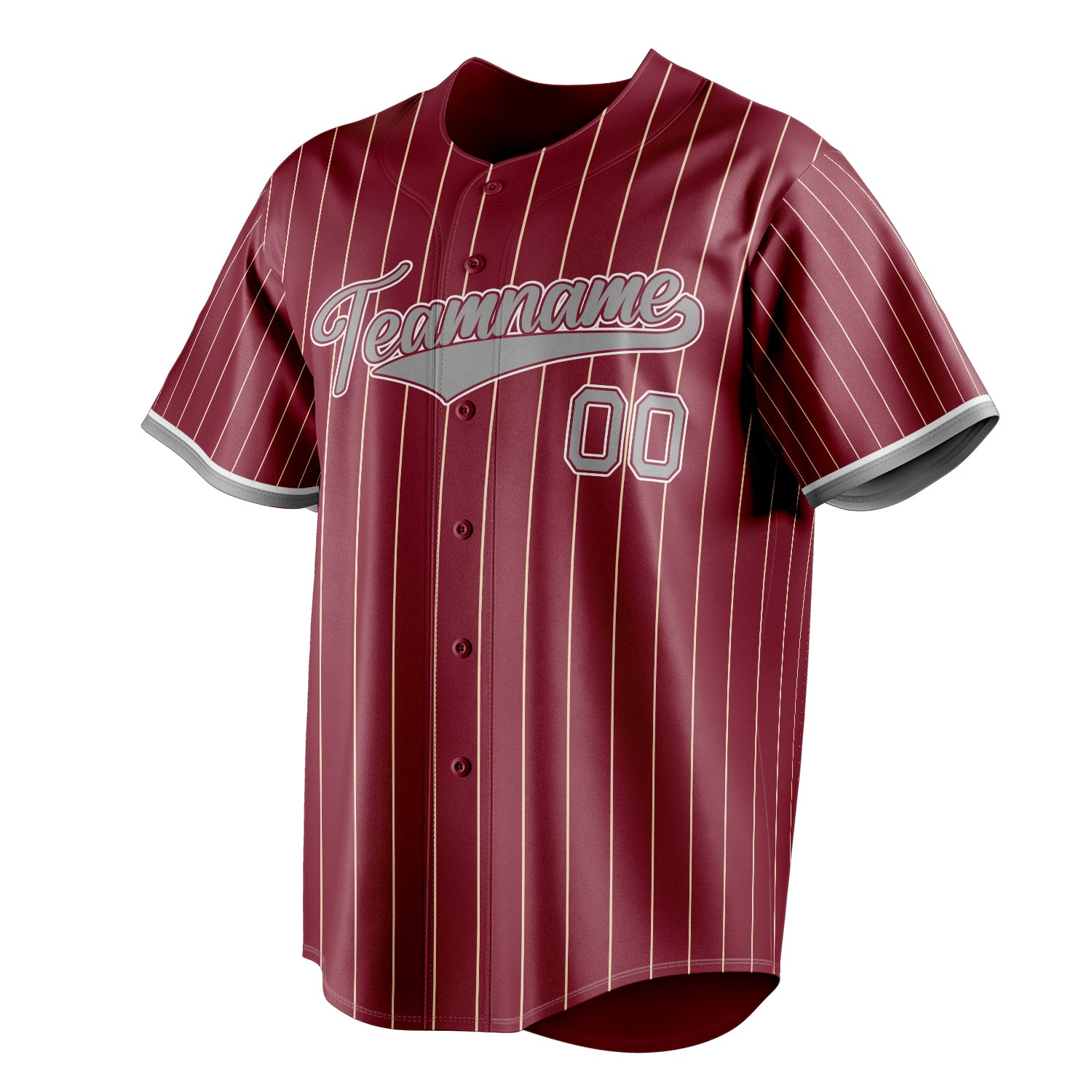 Personalized Crimson & Gray Cream Pinstripe Fan Baseball Jersey