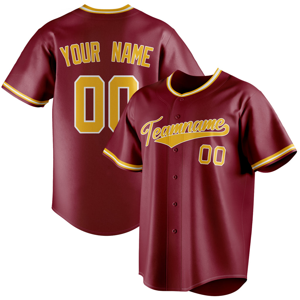 Personalized Crimson & Gold Color Fan Baseball Jersey BB01240529CK148