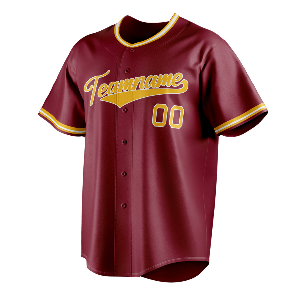 Personalized Crimson & Gold Color Fan Baseball Jersey