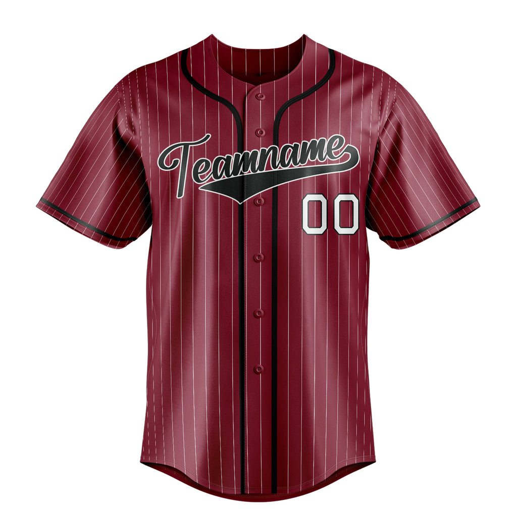 Personalized Crimson & Black White Pinstripe Fan Baseball Jersey