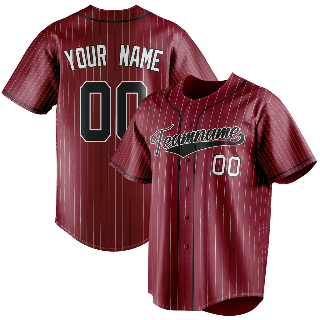 Personalized Crimson & Black White Pinstripe Fan Baseball Jersey BB01240529CK149