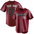 Personalized Crimson & Black White Pinstripe Fan Baseball Jersey BB01240529CK149