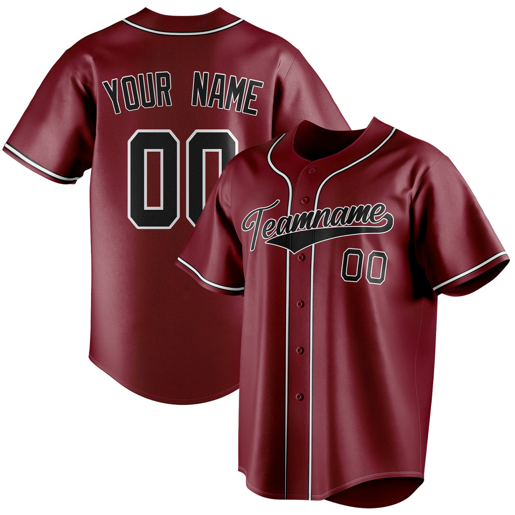Personalized Crimson & Black Color Fan Baseball Jersey BB01240529CK152