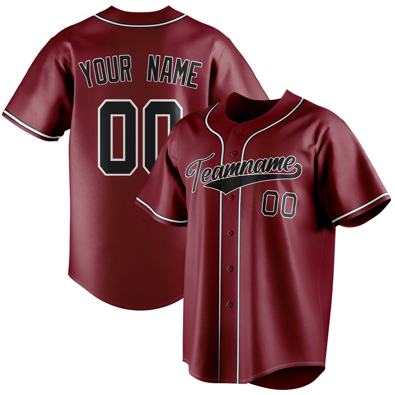 Personalized Crimson & Black Color Fan Baseball Jersey BB01240529CK152