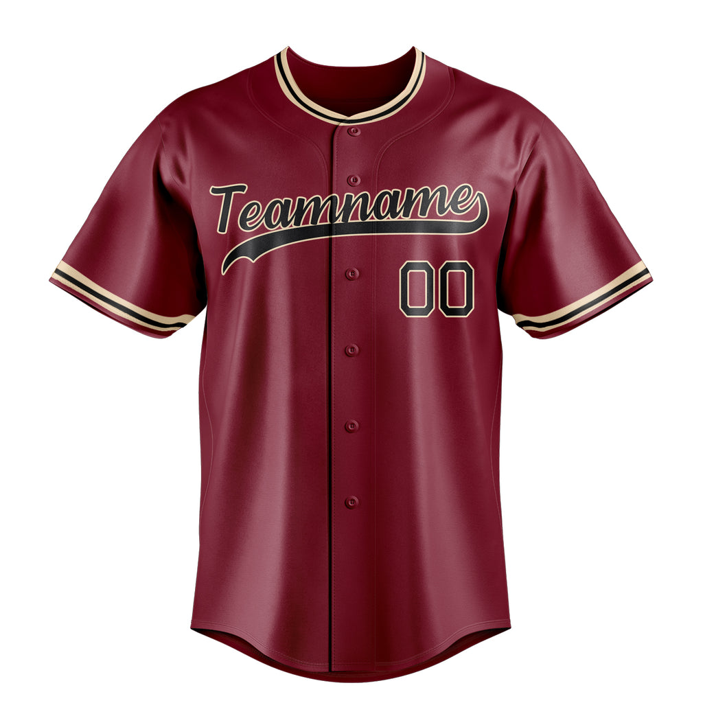 Personalized Crimson & Black Color Fan Baseball Jersey
