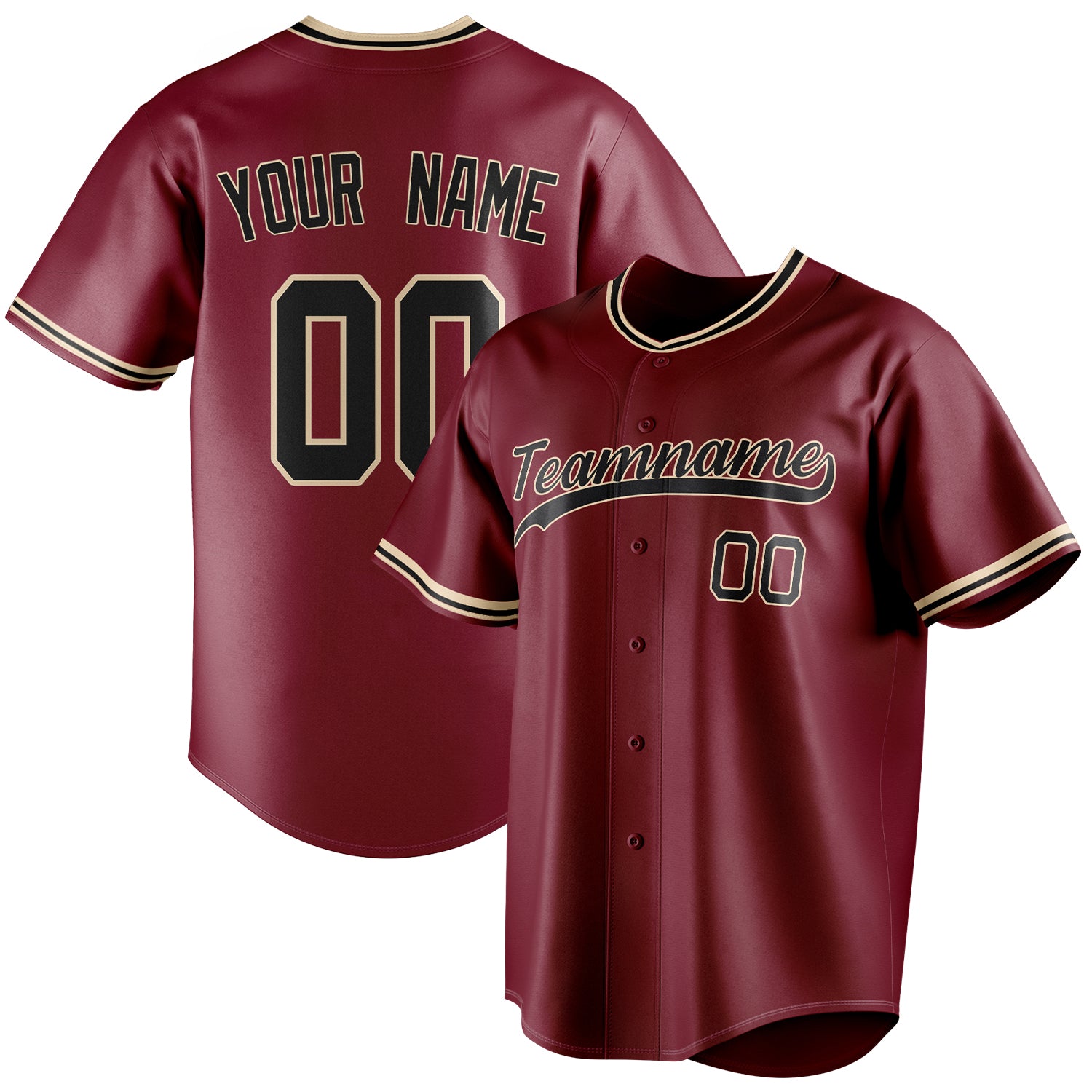 Personalized Crimson & Black Color Fan Baseball Jersey BB01240529CK153