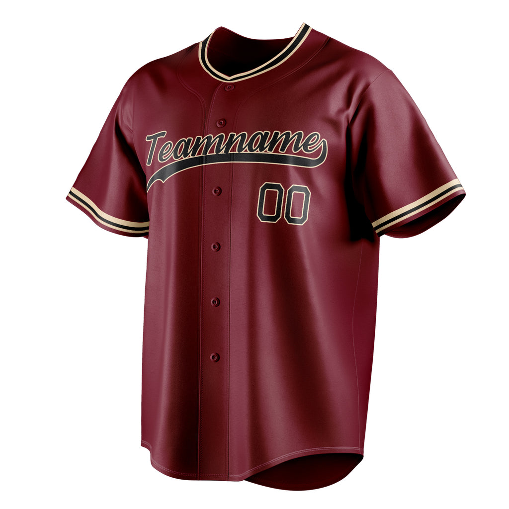 Personalized Crimson & Black Color Fan Baseball Jersey
