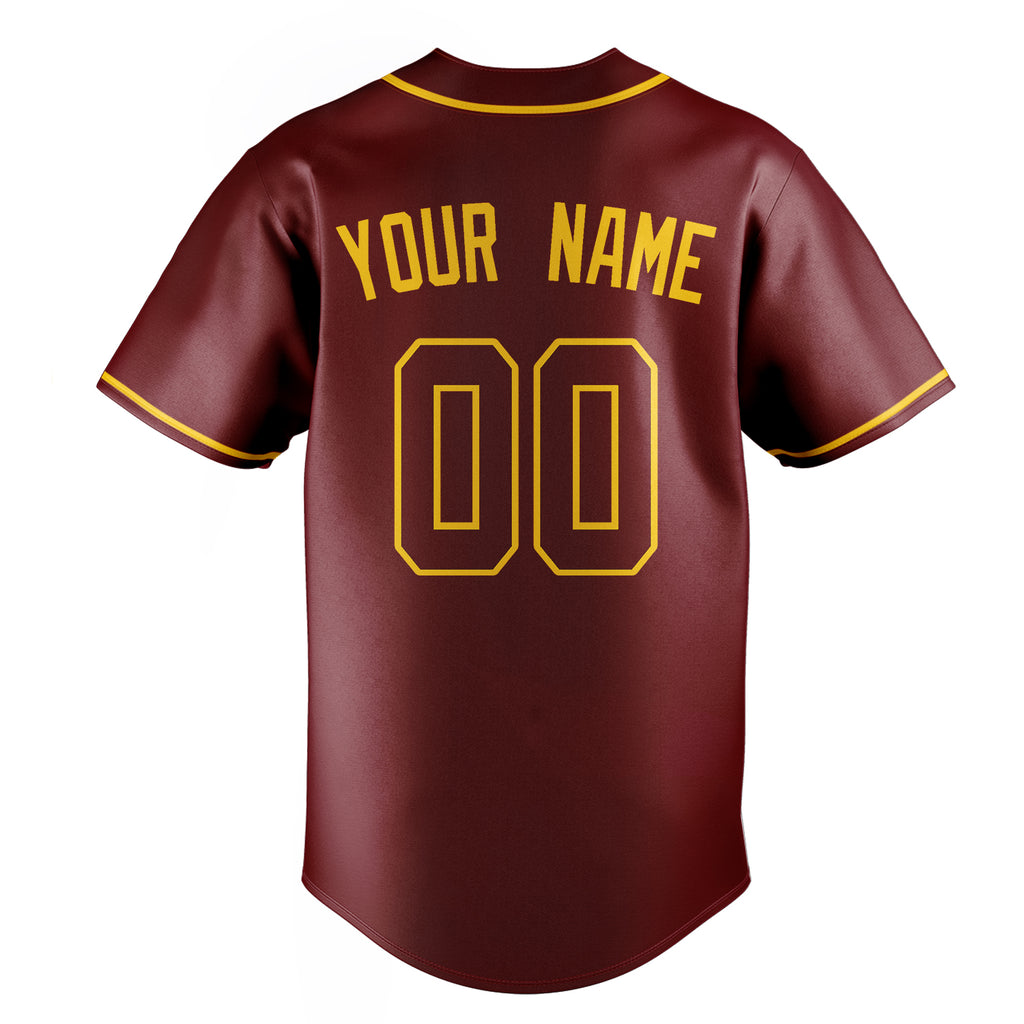 Personalized Crimson & Gold Color Fan Baseball Jersey