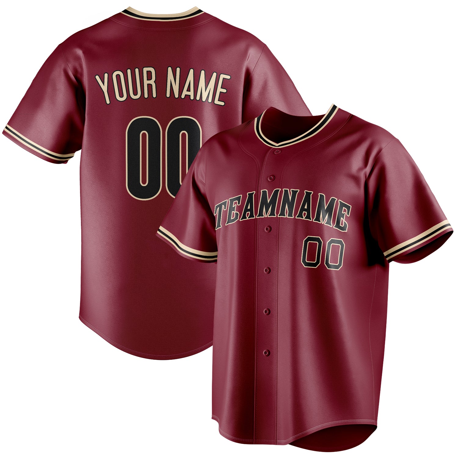 Personalized Crimson & Black Color Fan Baseball Jersey BB01240529CK155