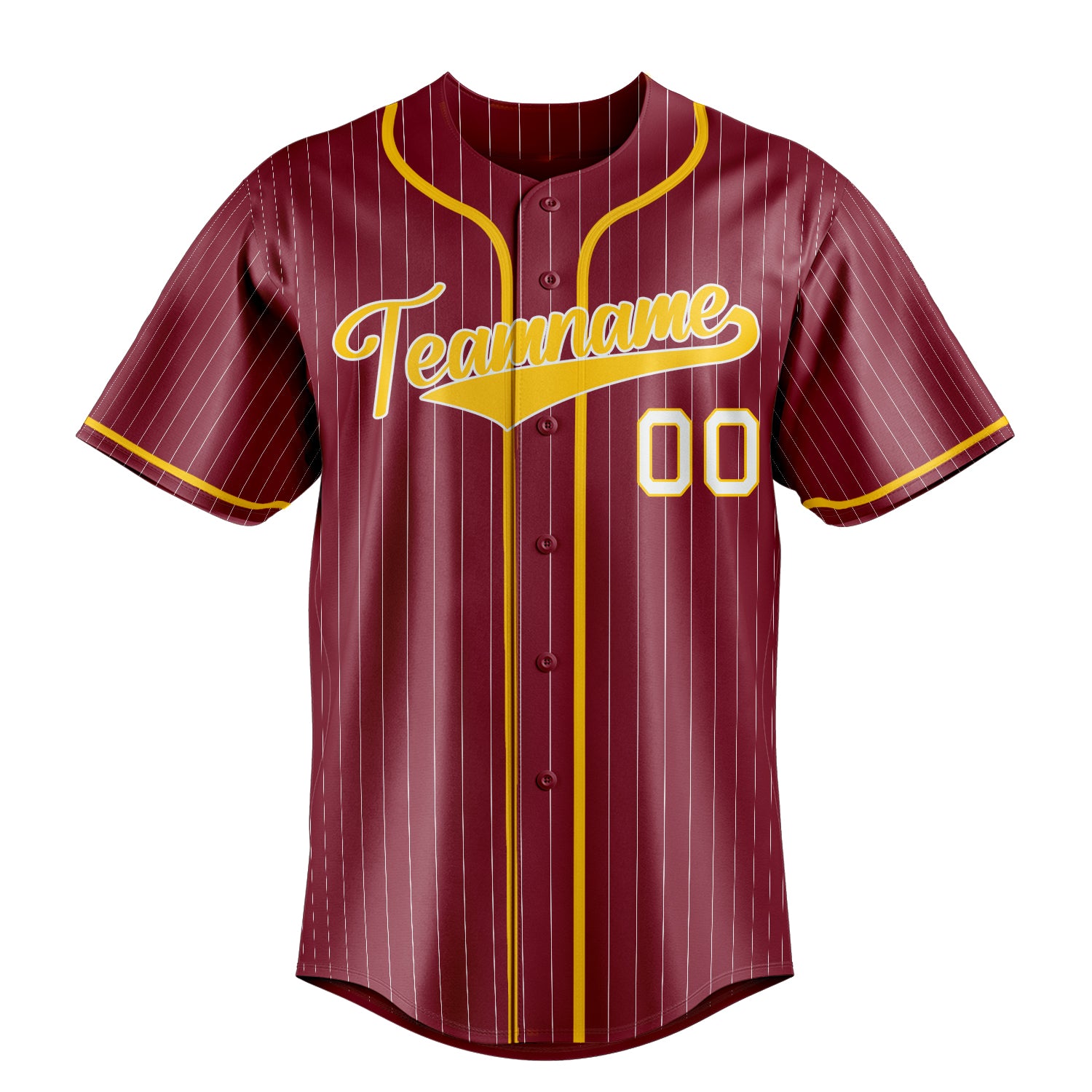 Personalized Crimson & Gold White Pinstripe Fan Baseball Jersey